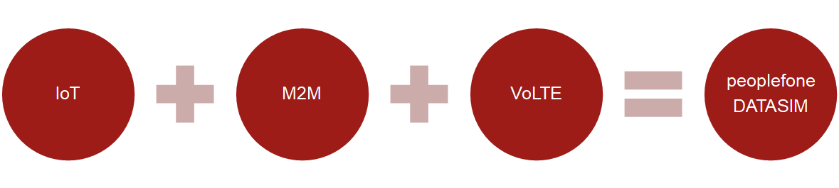 Drei Einsatzmöglichkeiten der DATASIM in roten Kreisen.