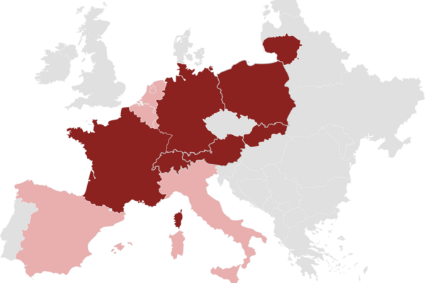 Europakarte mit Niederlassungen der peoplefone.