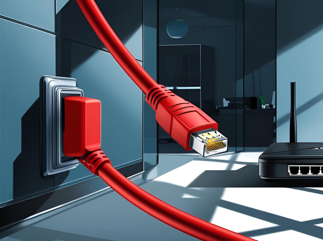 Karikatur rote DSL Kabel und Router.