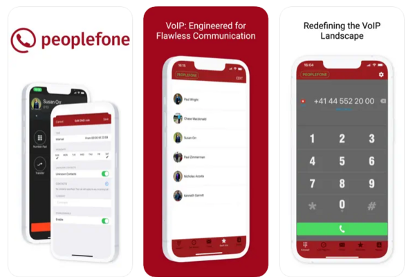 Ansicht peoplefone APP und Benutzeroberfläche