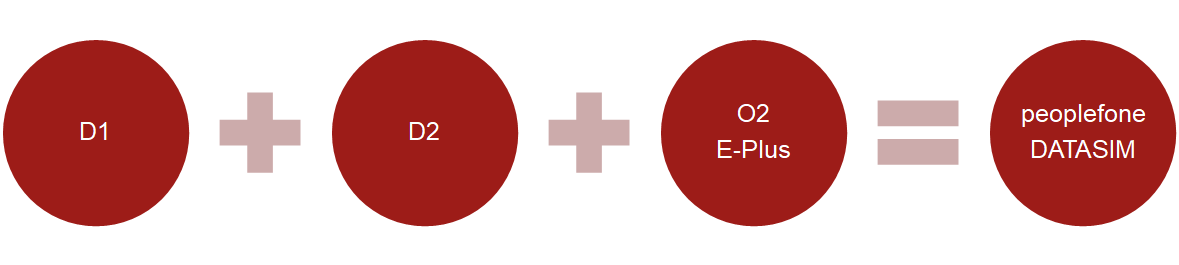 Netzverfügbarkeiten der DATASIM in drei roten Kreisen.