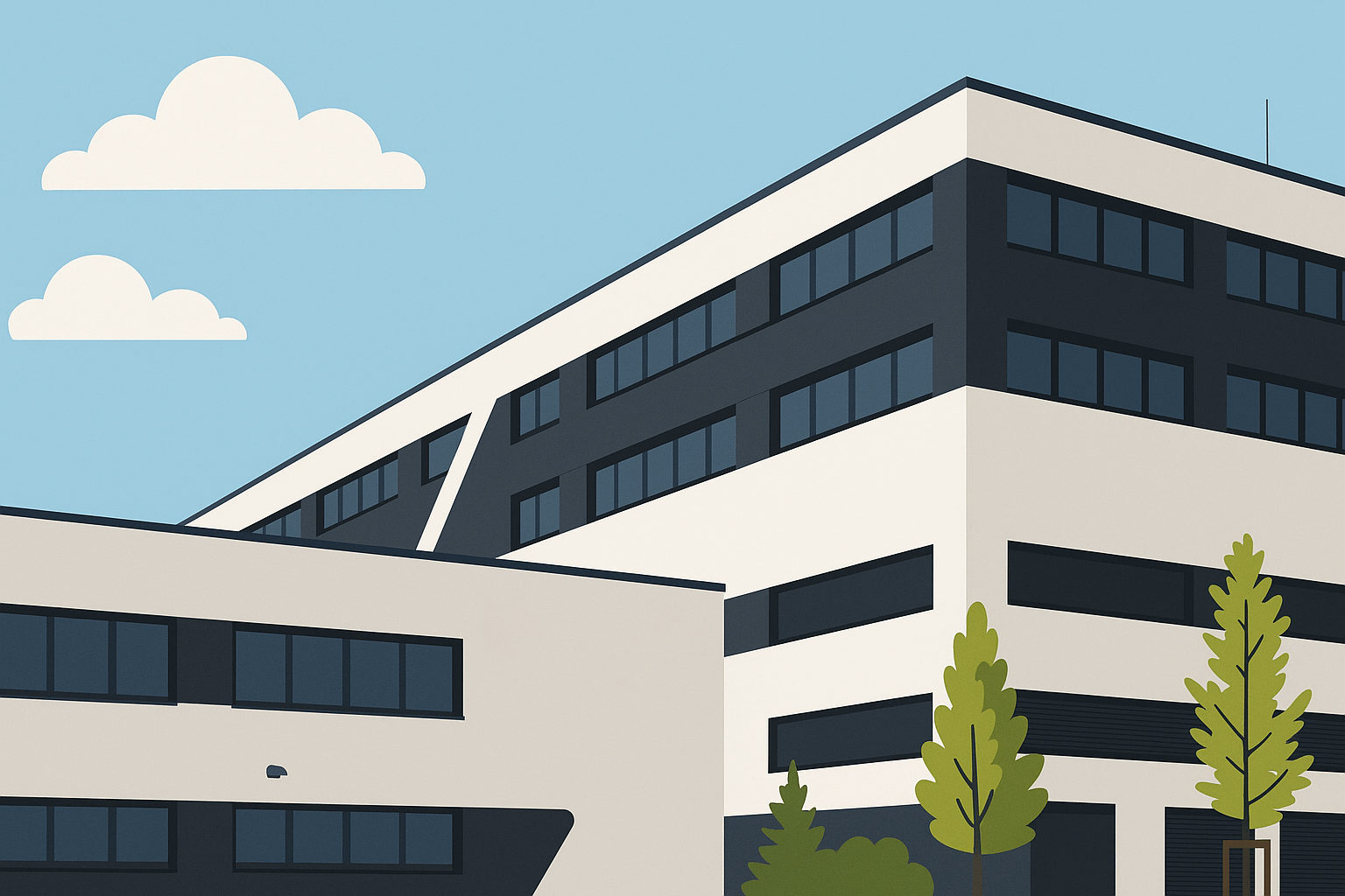 Illustration Firmengebäude peoplefone.