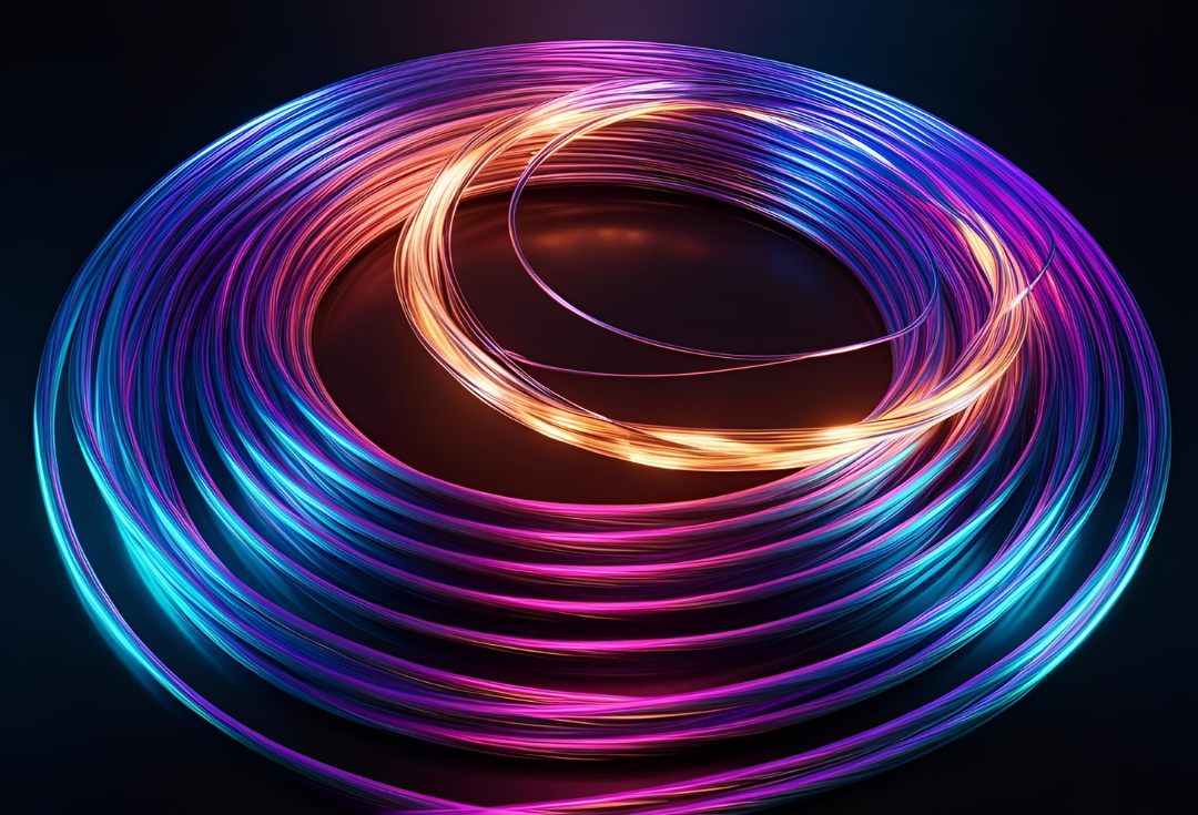 Glasfaserkabel in Leuchtfarben.