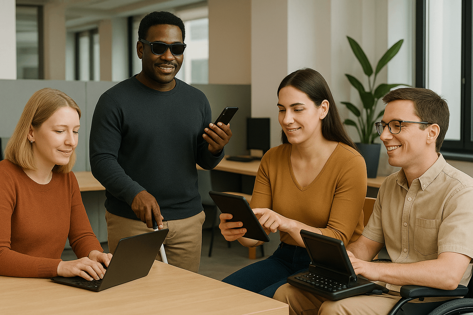 Vielfalt im Büroalltag mit Hör-, Seh- und körperlichen Einschränkungen.