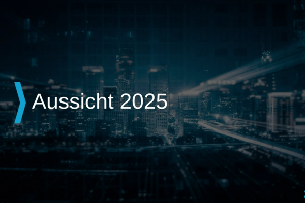 Präsentationsfolie mit Aufschrift: Aussicht 2025