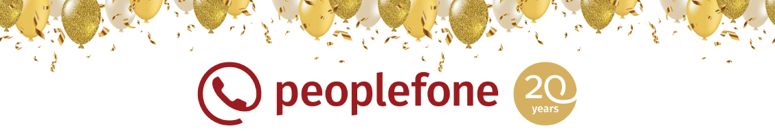 Banner mit Logo und Luftballons zum 20jährigen Firmenjubiläum.
