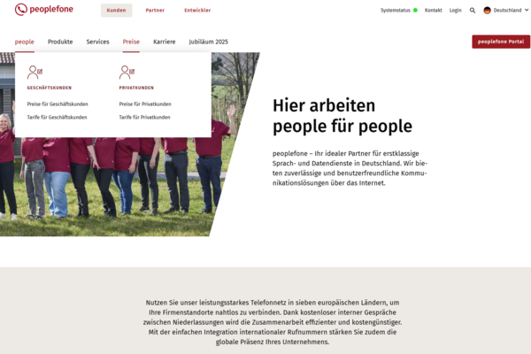 Abbildung einer Seite der neuen Website.