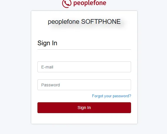 Ansicht Login Seite SOFTPHONE