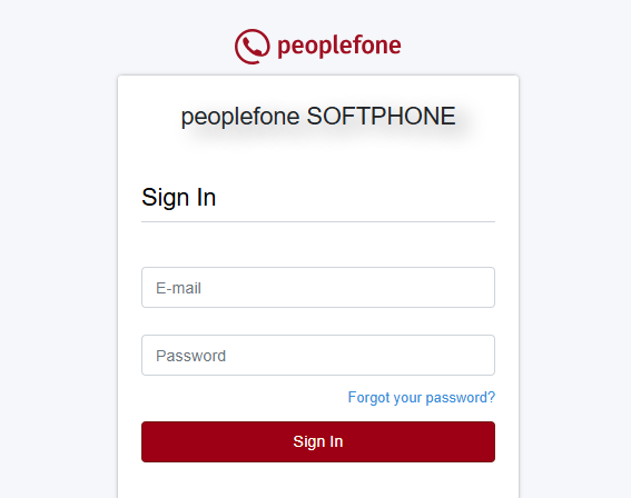 Anmeldemaske peoplefone SOFTPHONE