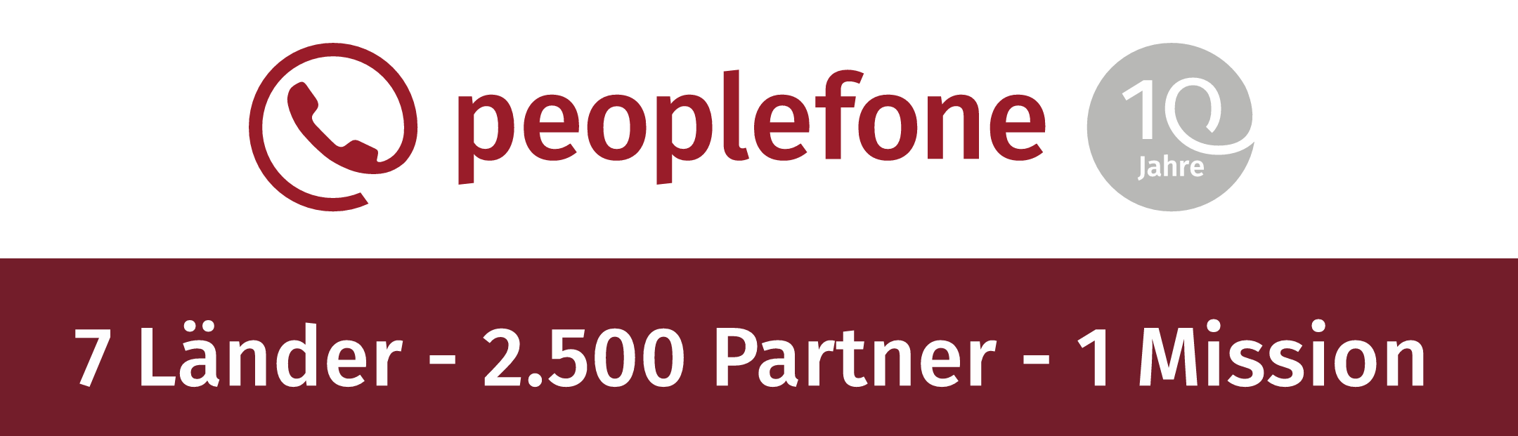 peoplefone Logo mit rotem Banner und weißer Schrift zu den Daten der peoplefone.