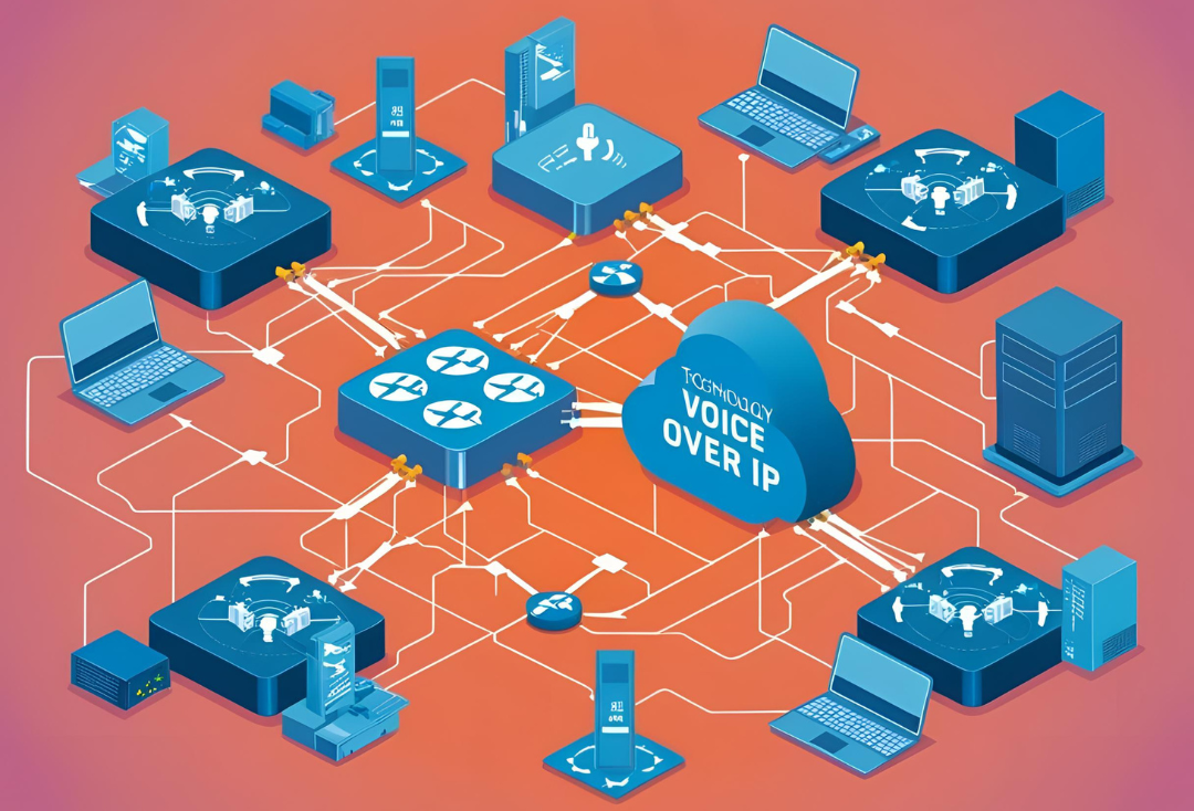 Karikatur Vernetzung einer Cloud mit Endgeräten.